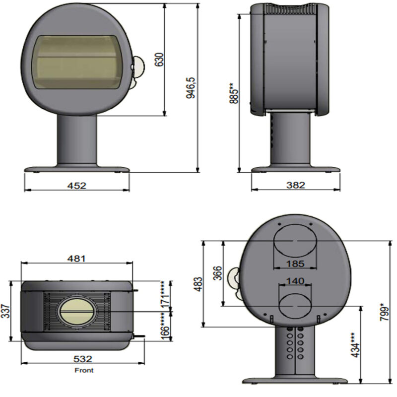 scan 66 2 pedestal stove sizes dimensions