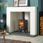 Stovax Stockton 4 Log Burner In White Fireplace Surround