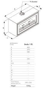 Stovax Studio 1 Freestanding Sizes