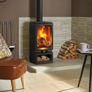Stovax Vogue Small T On Midline Base Staggered Stone Backing