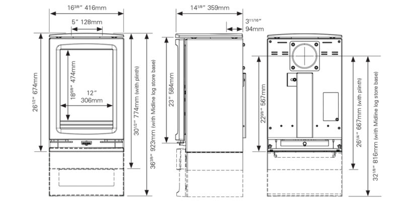 Stove Vogue Midi T Sizes
