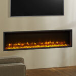 Gazco Radiance 135r Inset electric fire built into the wall with a television above