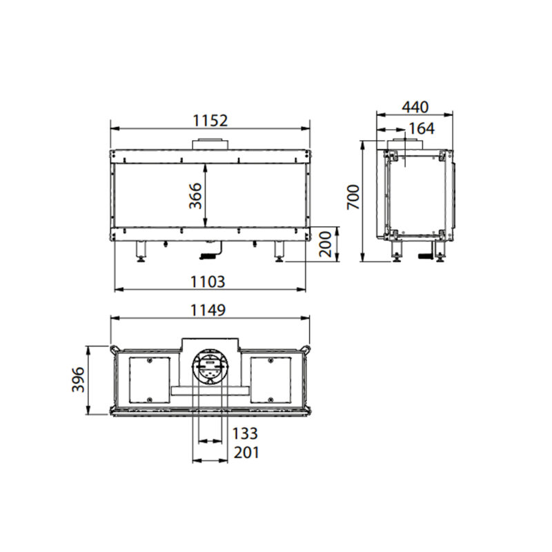 wanders 1100 gas fire dimensions