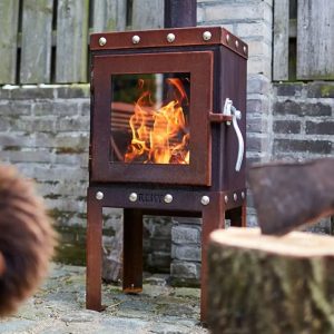 RB73 Piquia Outdoor Fireplace - Compact CorTen Steel Log Burner