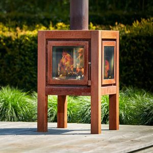 RB73 Quaruba L Outdoor Fireplace – CorTen Steel Wood Burner