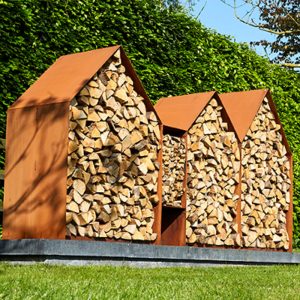 rb73 bruges corten steel outdoor wood log storage