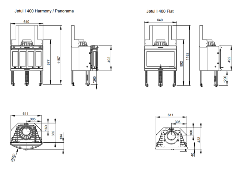jotul i400 dimensions
