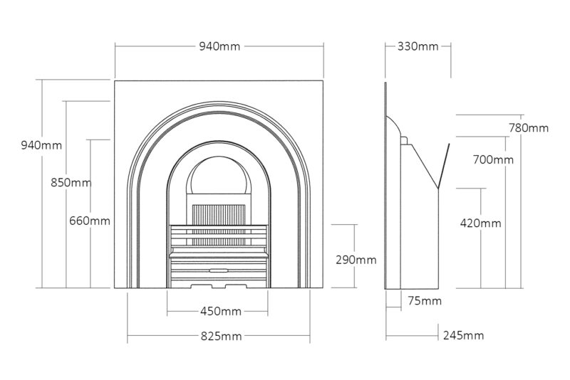 victoria deep back cast arch drawing