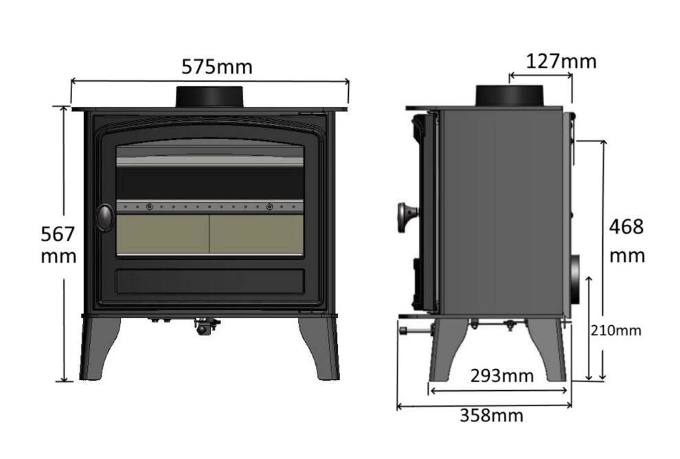 Hunter Herald 5 Slimline Eco Single Door Wood Burning Stove - Bonfire