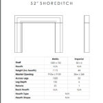 52 shoreditch sizes dimensions