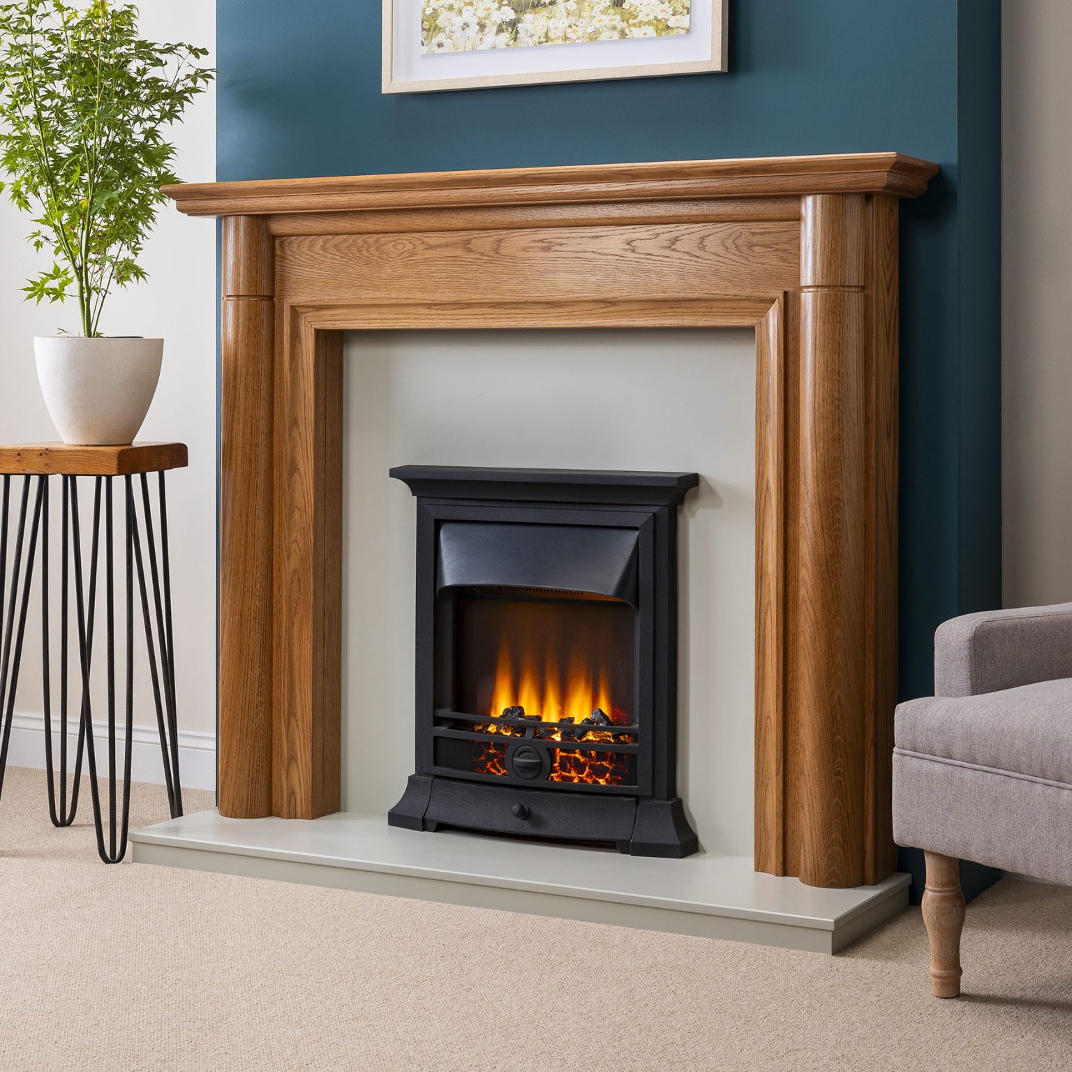 Windermere Solid Oak Wood Fireplace Surround - Bonfire