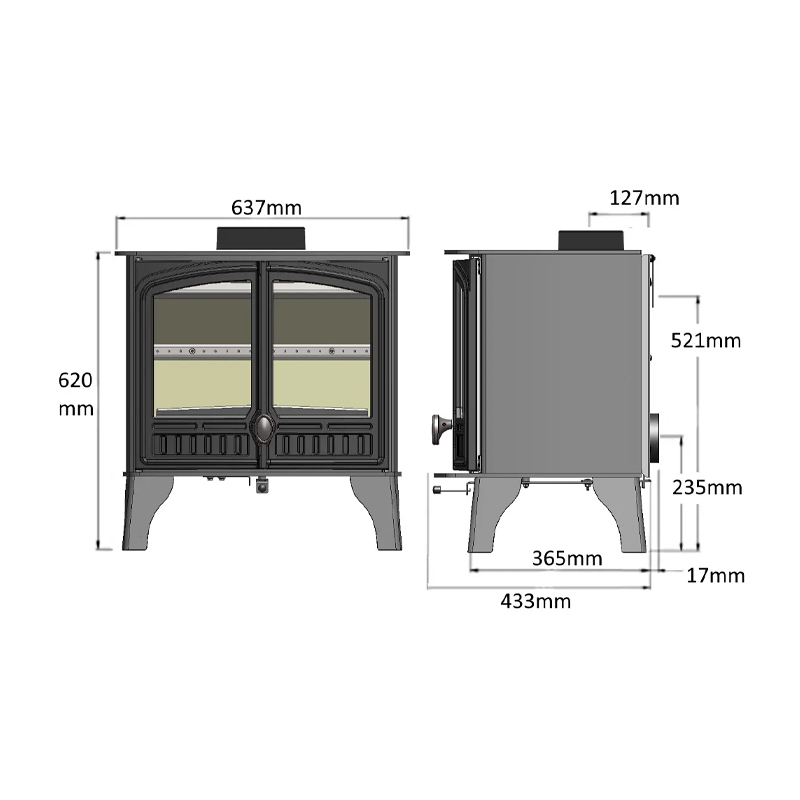 hunter herald 8 double door log burner