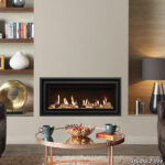 Gazco Studio 2 Edge Balanced Flue Reeded Black Pebbles Stones