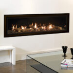 Gazco Studio 3 Edge Balanced Flue Black Glass With Logs CU 1