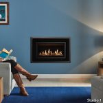 Gazco Studio Slimline 1 Zero Clearance Black Glass Logs Roomset