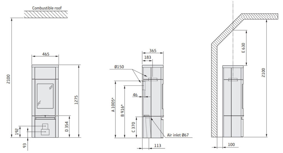 Contura 890TG Style Wood Burning Stove - Bonfire