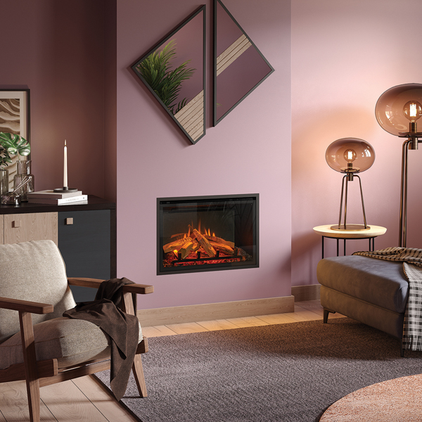 Gazco eMotiv 64 Electric Fire Pink Painted Walls
