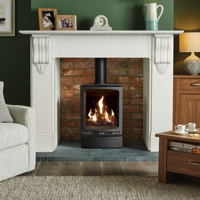 victorian corbel with gas stove