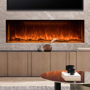 Hunter EF60 Electric Fire In Marble Effect Wall Close Up