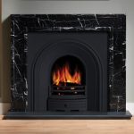 allora nero marquina marble fireplace surround