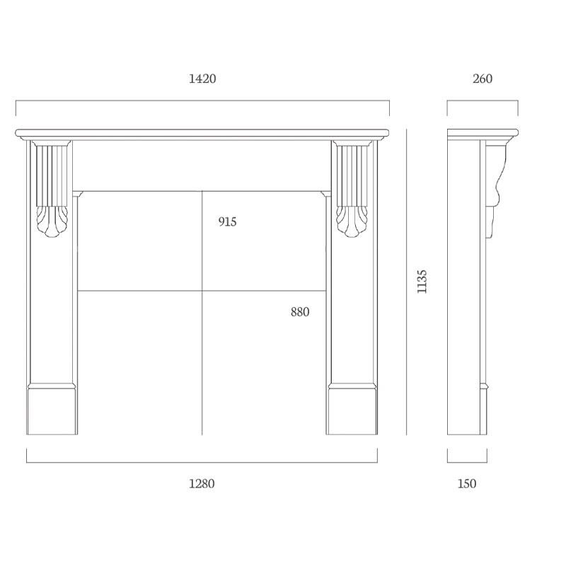 nuffield fire surround dimensions
