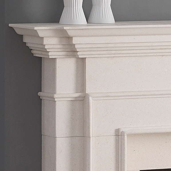 clarence limestone fireplace close up