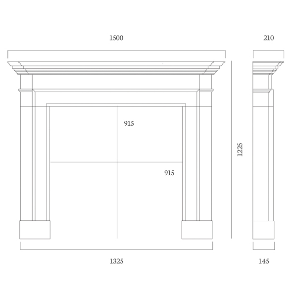 clarence limestone fireplace dimensions