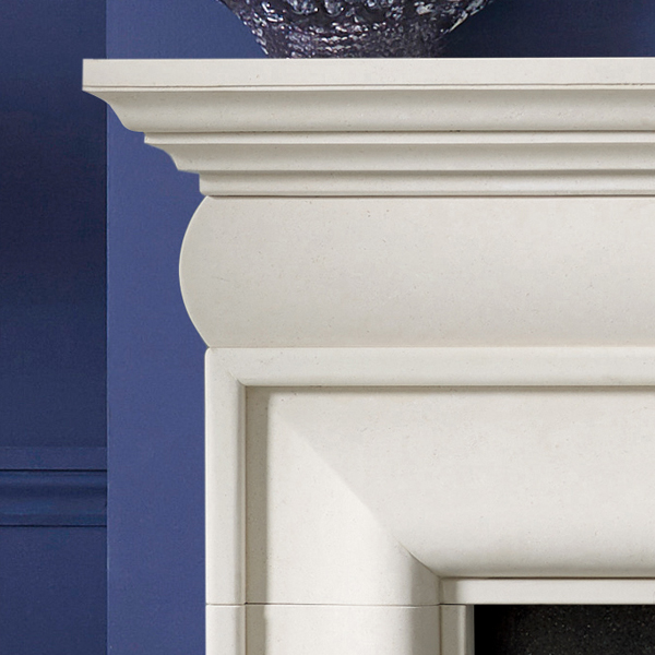 hampton limestone fireplace close up