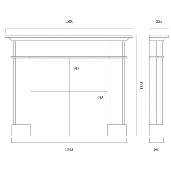 roseland fireplace dimensions
