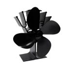 4 Blade Heat Powered Wood Burning Stove Fan – Black