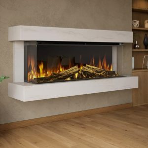 British Fires Winchester White Wall Hung Electric Fire Suite