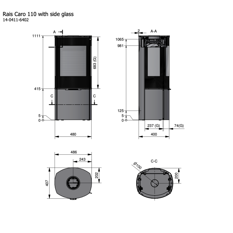 RAIS CARO 110 DIMENSIONS SIZES