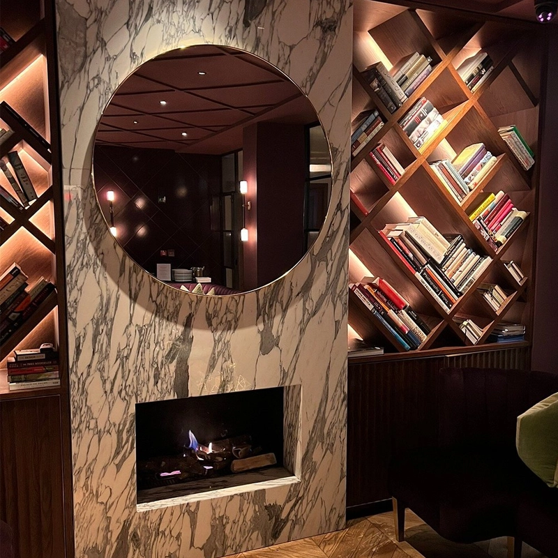 Gas fireplace installation London at The Marylebone Hotel with luxury hotel interior fireplace feature