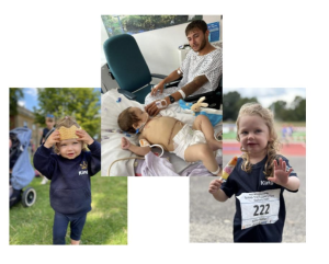 Sofia with her dad raising money for the 2026 Transplant Games and King’s College Hospital Charity