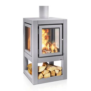 RB73 Quaruba XL Mobile Outdoor Fireplace - Matt Stainless Steel