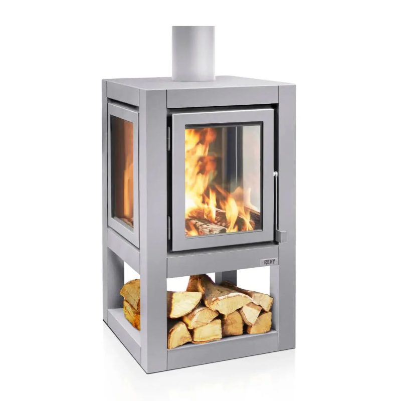 RB73 Quaruba XL Mobile Outdoor Fireplace - Matt Stainless Steel