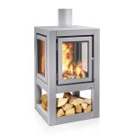 RB73 Quaruba XXL Mobile Outdoor Fireplace - Matt Stainless Steel
