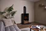 Glass Door & Log Box w_chimney downlights off angle wide