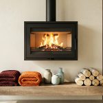 Wanders WAN 2075 Black Edition Wall Mounted Wood Burning Stove in Living Room