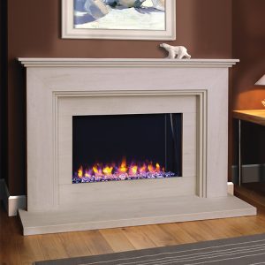 Ludlow 54" Portuguese Limestone Complete Fireplace Suite