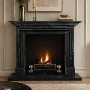 Alderney 58" Nero Marquina Marble Fireplace Surround