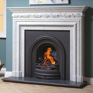 Cast Tec Mayfair Oak Leaf 62" Carrara Marble Fireplace Surround