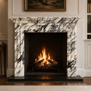 Salisbury Bolection 58" Calacatta Viola Marble Fireplace Surround