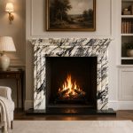Salisbury Bolection 58 inch Calacatta Viola Marble Fireplace Surround Wide Shot