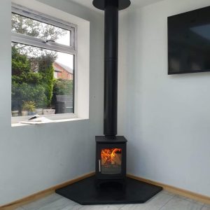 Clearance - Honed Slate Hearth With Corner Cut (800 x 800 x 20mm)