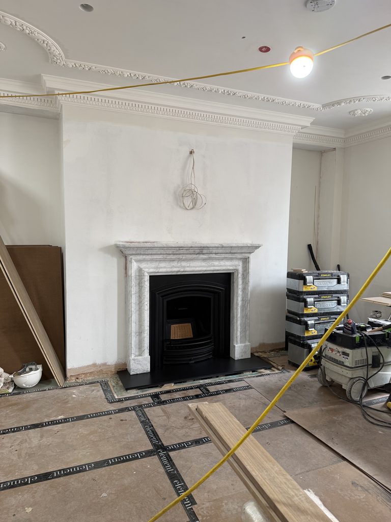Wide shot of one of the main fireplaces