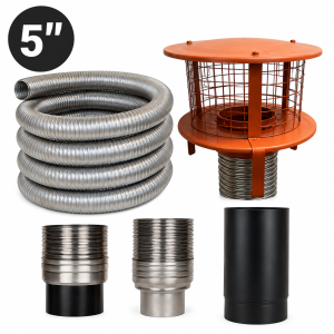 5" 10m Flexible Flue Liner Pot Hanging Cowl Package
