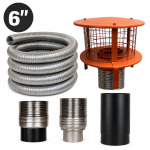 6" 10m Flexible Flue Liner Pot Hanging Cowl Package