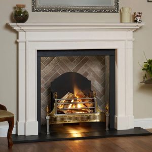 Blenheim 60" Aegean Limestone Complete Fireplace Suite