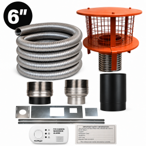 6" 10m Upgraded Flexible Flue Liner Pot Hanging Cowl Package